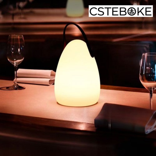 Portable Outdoor Table Lamp - Dimmable Rechargeable Night Lights w/ Remote and 7 RGB Colors, IP44 Water-Resistant Hanging Lantern